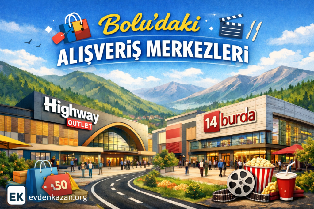 bolu’daki alışveriş merkezleri görseli, highway outlet ve 14 burda avm dış cephe illüstrasyonu