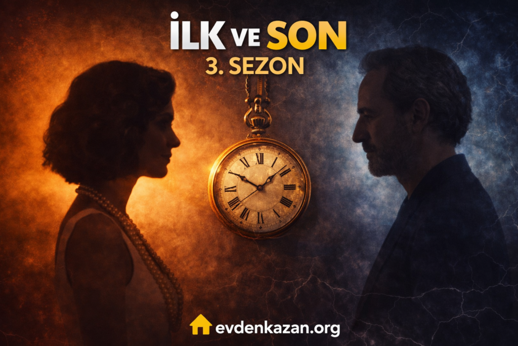 i̇lk ve son 3. sezonu temsil eden, zaman ve ilişki temasını anlatan karartılı çift silüeti görseli