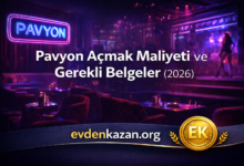 2026 yılında pavyon açma maliyeti, ruhsat süreci ve gerekli belgeleri anlatan premium kapak görseli – evdenkazan.org